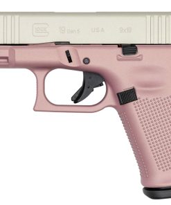 Glock 19 Gen5 9mm Pistol with Cerakote Pink Champagne Frame and Shimmering Aluminum Cerakote Slide